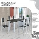 Ver imagem 6 de Conjunto Sala de Jantar Bahia Mesa Tubo 140x75cm Tampo Pedra Ardósia Indiana com 6 Cadeiras