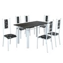 Ver imagem 2 de Conjunto Sala de Jantar Bahia Mesa Tubo 140x75cm Tampo Pedra Ardósia Indiana com 6 Cadeiras