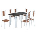 Ver imagem 2 de Conjunto Sala de Jantar Bahia Mesa Tubo 140x75cm Tampo Pedra Ardósia Indiana com 6 Cadeiras