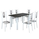 Ver imagem 2 de Conjunto Sala de Jantar Bahia Mesa Tubo 140x75cm Tampo Pedra Ardósia Indiana com 6 Cadeiras