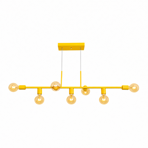 Pendente Ciciliano Aluminio Teto e27 7 Luzes Lumini Lab - Amarelo Brilhante