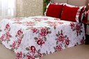 Ver imagem 1 de Kit Colcha Cobre Leito 3 Peças Casal Queen Size Estampado Enxoval Vinho