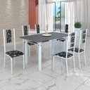 Ver imagem 1 de Conjunto Sala de Jantar Bahia Mesa Tubo 140x75cm Tampo Madeira com 6 Cadeiras