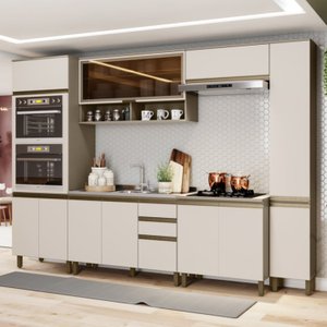 Cozinha Completa 6 Peças para Forno Embutir e Cooktop 12 Portas Aurora Espresso Móveis