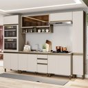 Ver imagem 1 de Cozinha Completa Modulada 6 Peças para Forno Embutir e Cooktop 12 Portas Aurora Espresso Móveis Branco/Duna/Cristal