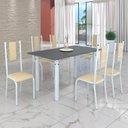 Ver imagem 1 de Conjunto Sala de Jantar Bahia Mesa Tubo 140x75cm Tampo Madeira com 6 Cadeiras