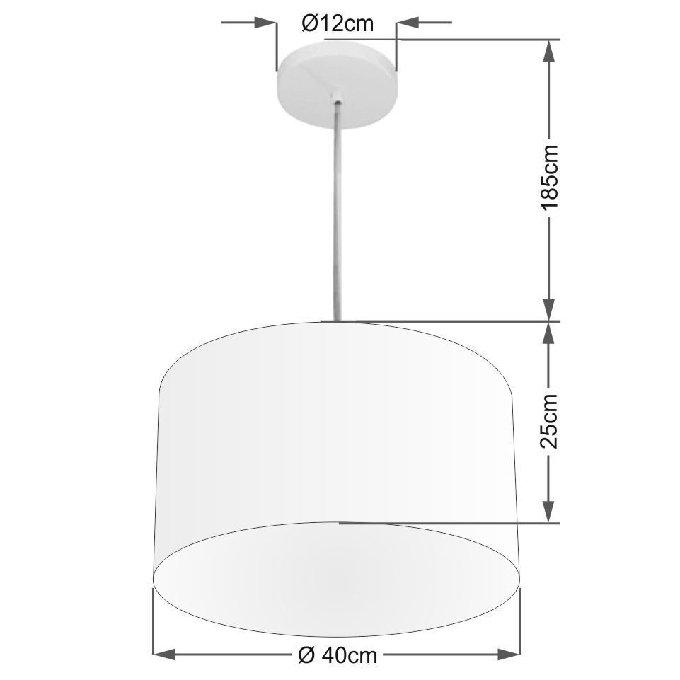 Lustre Pendente Cilíndrico Vivare Md-4202 Cúpula em Tecido 40x25cm - Bivolt - Café - Bivolt - 2