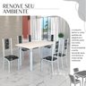 Conjunto Sala de Jantar Bahia Mesa Tubo 140x75cm Tampo Madeira com 6 Cadeiras - 6