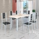 Ver imagem 1 de Conjunto Sala de Jantar Bahia Mesa Tubo 140x75cm Tampo Madeira com 6 Cadeiras