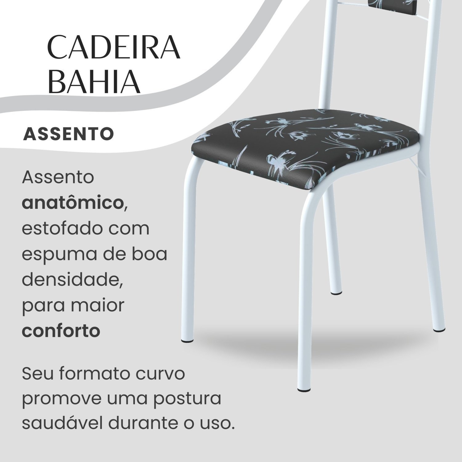 Conjunto Sala de Jantar Bahia Mesa Tubo 140x75cm Tampo Madeira com 6 Cadeiras - 8