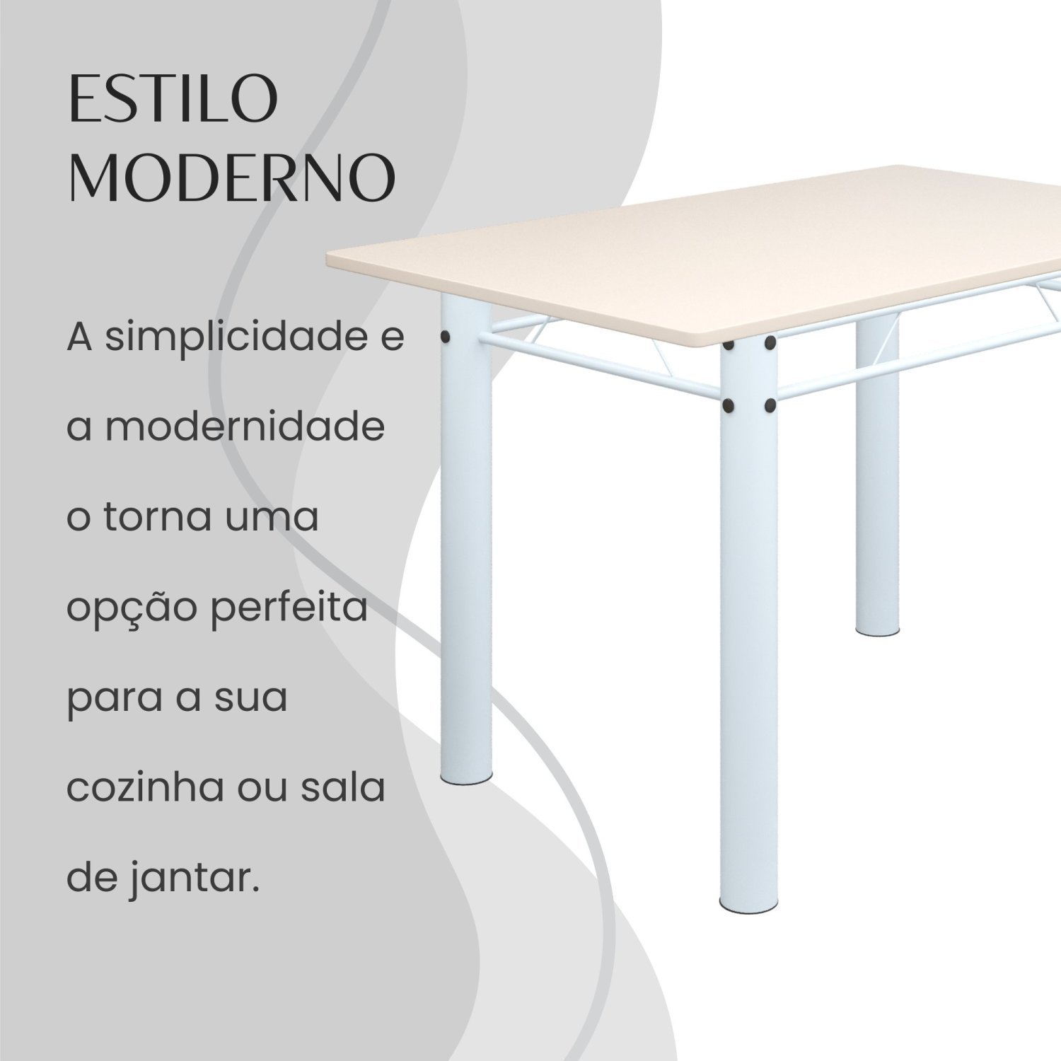 Conjunto Sala de Jantar Bahia Mesa Tubo 140x75cm Tampo Madeira com 6 Cadeiras - 7