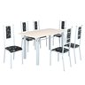 Conjunto Sala de Jantar Bahia Mesa Tubo 140x75cm Tampo Madeira com 6 Cadeiras - 2