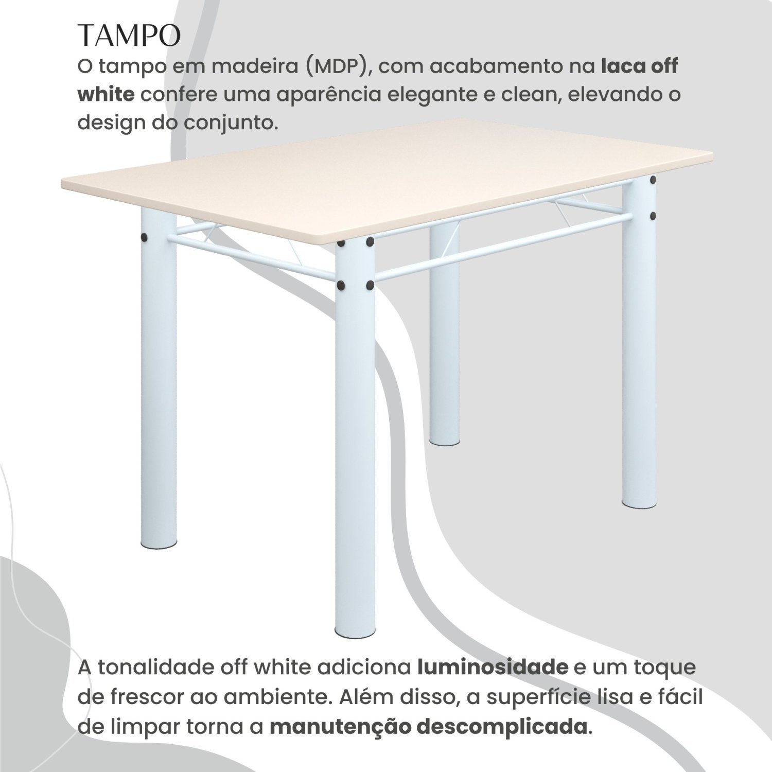 Conjunto Sala de Jantar Bahia Mesa Tubo 140x75cm Tampo Madeira com 6 Cadeiras - 4