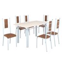 Ver imagem 2 de Conjunto Sala de Jantar Bahia Mesa Tubo 140x75cm Tampo Madeira com 6 Cadeiras