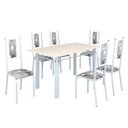 Ver imagem 2 de Conjunto Sala de Jantar Bahia Mesa Tubo 140x75cm Tampo Madeira com 6 Cadeiras