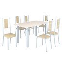 Ver imagem 2 de Conjunto Sala de Jantar Bahia Mesa Tubo 140x75cm Tampo Madeira com 6 Cadeiras