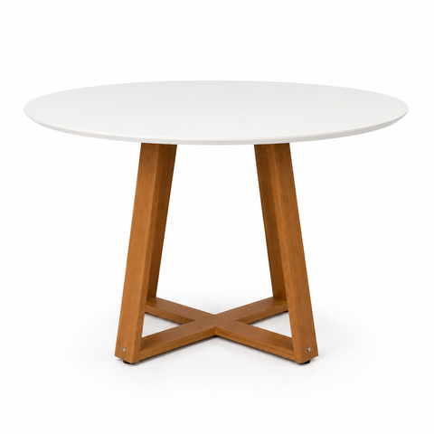 Mesa de Jantar Redonda Branco Onix 110cm para 4 Lugares Gabilitte