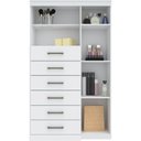 Ver imagem 6 de Cômoda Sapateira Multiuso 6 Gavetas 1 Porta com Espelho Marabá Branco