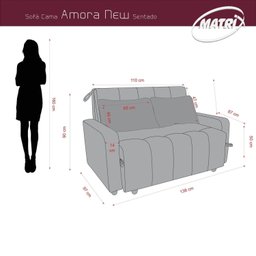 Sofá Cama 2 Lugares 138cm Amora New - 1