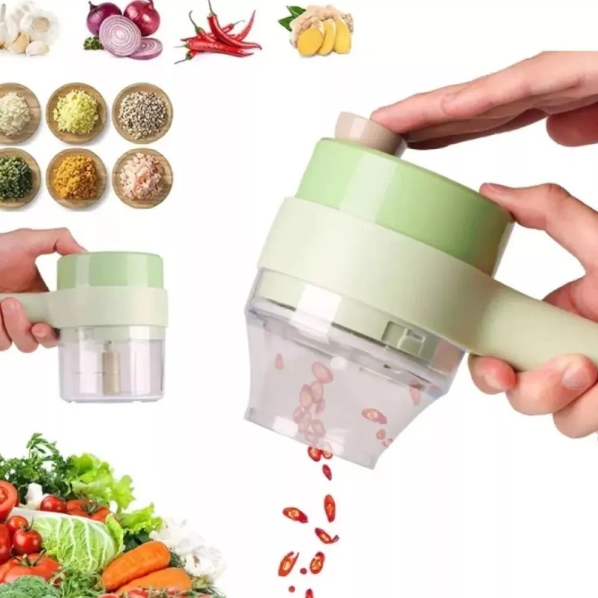 Mini Processador de Alimentos Triturador Recarregável com Usb Verde Imporiente Ca08162 - 7