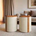 Ver imagem 2 de Kit 2 Puff Decorativo Zeus Linho Bege