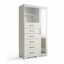 Cômoda Sapateira Multiuso 6 Gavetas 1 Porta com Espelho e Pés Marabá Branco - 3