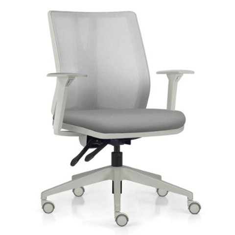 Cadeira de Escritório Giratória Diretor Flow F02 Base Cinza Sintético Cinza - Lyam Decor