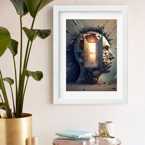 Quadro Portas da Mente 60x48cm:moldura Branca