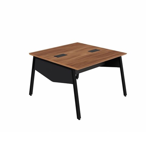 Plataforma de Trabalho para 2 Pessoas com Caixas de Tomadas 150cm Industrial Executive Nogal e Preto Marrom