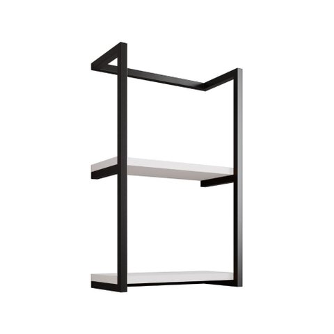 Toalheiro para Banheiro Estilo Industrial Sahy - Preto e Prateleira Branca