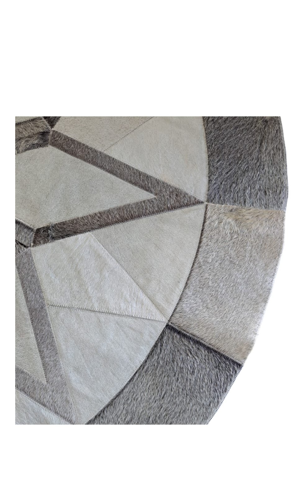 Tapete de Couro Natural Mandala Cinza Branco 1,60 M de Diametro, - 2