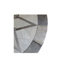 Tapete de Couro Natural Mandala Cinza Branco 1,60 M de Diametro, - 2