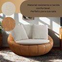 Ver imagem 4 de Poltrona Giratória Madeira Escritório Sala Quarto Almofadas Luxo Reforçada Premiun Salao Linho Couri