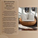 Ver imagem 7 de Poltrona Giratória Madeira Escritório Sala Quarto Almofadas Luxo Reforçada Premiun Salao Linho Couri