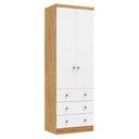 Ver imagem 1 de Guarda Roupa Infantil Júnior 2 Portas e 3 Gavetas Branco Brilho/amêndoa - Móveis Peroba