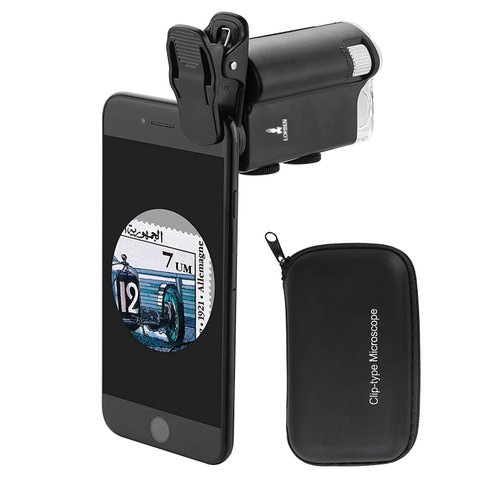 Microscópio Lupa Aumento 100x Celular Luz Uv e Branca