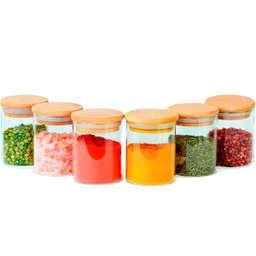 Kit com 6 Potes de Vidro para Armazenar Temperos 200ML U UNICA UNICA - 1