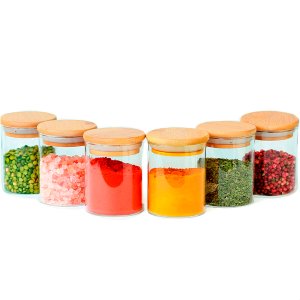 Kit com 6 Potes de Vidro para Armazenar Temperos 200ML U UNICA UNICA