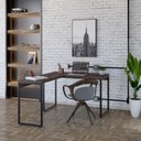 Ver imagem 1 de Escrivaninha Mesa Escritório em L Estilo Kuadra 120cm Industrial Nogal
