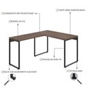 Ver imagem 5 de Escrivaninha Mesa Escritório em L Estilo Kuadra 120cm Industrial Nogal Marrom