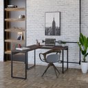 Ver imagem 1 de Escrivaninha Mesa Escritório em L Estilo Kuadra 120cm Industrial Nogal Marrom