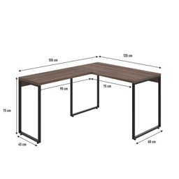 Escrivaninha Mesa Escritório em L Estilo Industrial 120x150cm Kuadra - 3