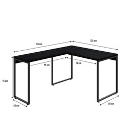 Escrivaninha Mesa Escritório em L Estilo Industrial 120x150cm Kuadra - 3 Escrivaninha Mesa Escritório em L Estilo Industrial 120x150cm Kuadra - 3