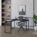 Ver imagem 1 de Escrivaninha Mesa Escritório em L Estilo Kuadra 120cm Industrial Preto Ônix