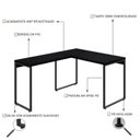 Ver imagem 5 de Escrivaninha Mesa Escritório em L Estilo Kuadra 120cm Industrial Preto Ônix