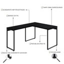 Ver imagem 5 de Escrivaninha Mesa Escritório em L Estilo Industrial 120x150cm Kuadra