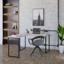 Ver imagem 1 de Escrivaninha Mesa Escritório em L Estilo Kuadra 120cm Industrial Snow Bege