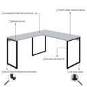 Ver imagem 5 de Escrivaninha Mesa Escritório em L Estilo Industrial 135x150cm Kuadra