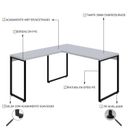 Ver imagem 5 de Escrivaninha Mesa Escritório em L Estilo Kuadra 135cm Industrial Branco Chess Marrom