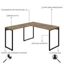 Ver imagem 5 de Escrivaninha Mesa Escritório em L Estilo Kuadra 135cm Industrial Carvalho Marrom